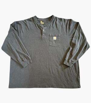 Carhartt Original Fit Long Sleeve Henley Pocket Long Sleeve Shirt Charcoal Gray